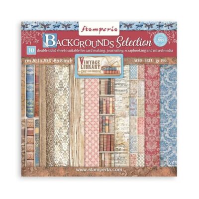 Vintage Library Backgrounds 8 x 8″ Paper Pad